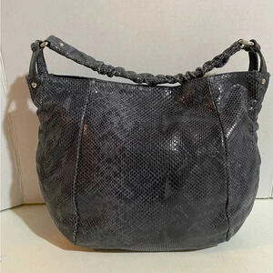 Furla gray snake skin leather hobo handbag